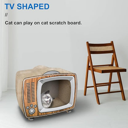 TV Cat Scratcher Cardboard Lounge Bed, Cat Scratching Board, Durable Board Pads Prevents Furniture Damage