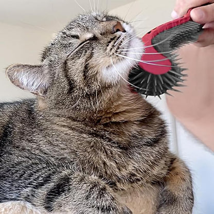 (Pink) Cat Brush is Designed for Comfort, Created for Results. This innovative grooming brush features multi contoured shapes that gently adapt to your cats body for a stress free grooming.