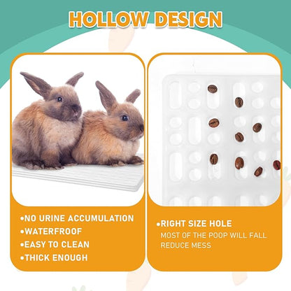 BBTO 24 Pieces Plastic Rabbit Cage Mat Durable Rabbit Feet Pad Small Animal Feet Pad Cage Resting Mat with a Convenient Connectors, Bunny Pads for Easy Cleaning for Bunny Rat Guinea Cats(White)