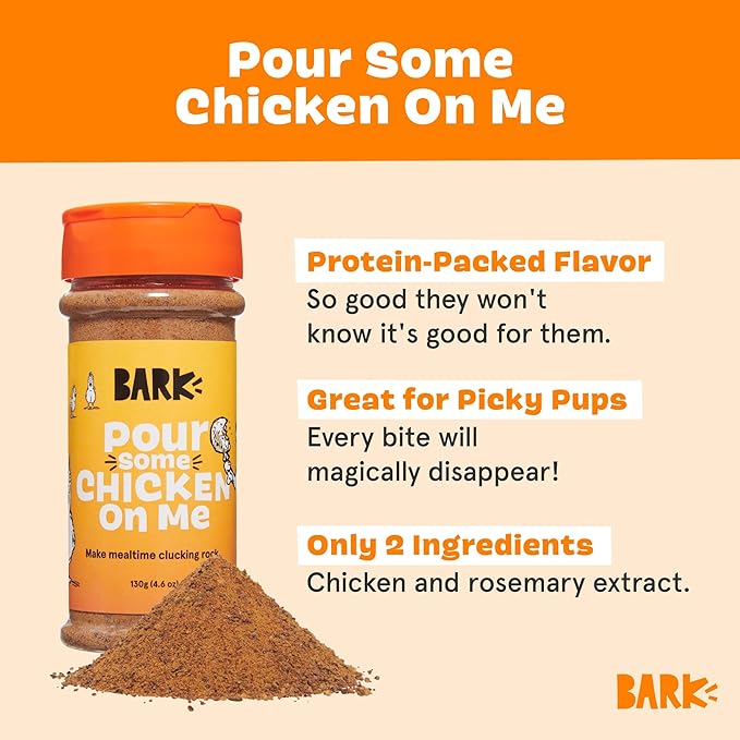 Barkbox Chicken Dog Treat Topper, High Protein Ingredients for All Breeds, Rosemary Extract for Large & Small Breeds, Elevate Dog Food Dining - Shake & Pour for Dog Bowls
