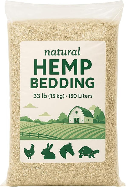 CountryMax Super Absorbent Hemp Bedding – 33 lb Bag (150L / 5.2 cu ft) – Low Dust, Natural Odor Control, Eco-Friendly Pet Bedding for Chicken Coops, Rabbits, Horses & Reptiles