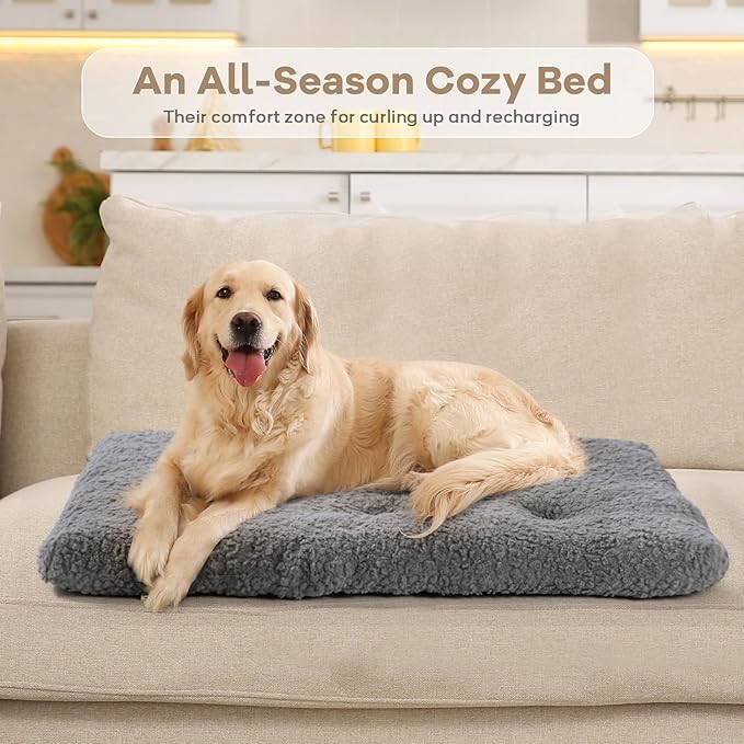 Mora Pets Cat Bed Comfy Puppy Crate Beds Plush Cat Sleeping Mat Washable Pets Mattress Anti-Slip Kitten Bed Soft Kennel Pad for Small Dogs Cats Breeds, 23" x 18", Grey