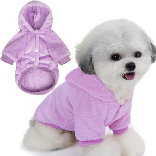 FabriCastle Dog Hoodie Sweater for Small Dogs Boy and Girl, Dog Clothes XS XXS Puppy Sweatshirt, Pet Outfit, Cat Clothing Super Soft Warm Snap On Closure (Light Purple, Small)
