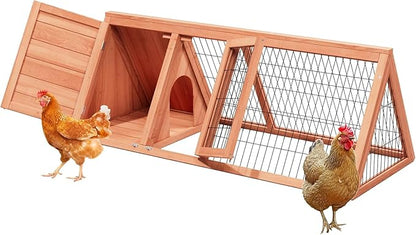 Chicken Coop, Chicken Run,Small Wooden Duck Coop Outdoor Quail Cage Rabbit Pet Hutch House Small Animals (Ntural Wood)