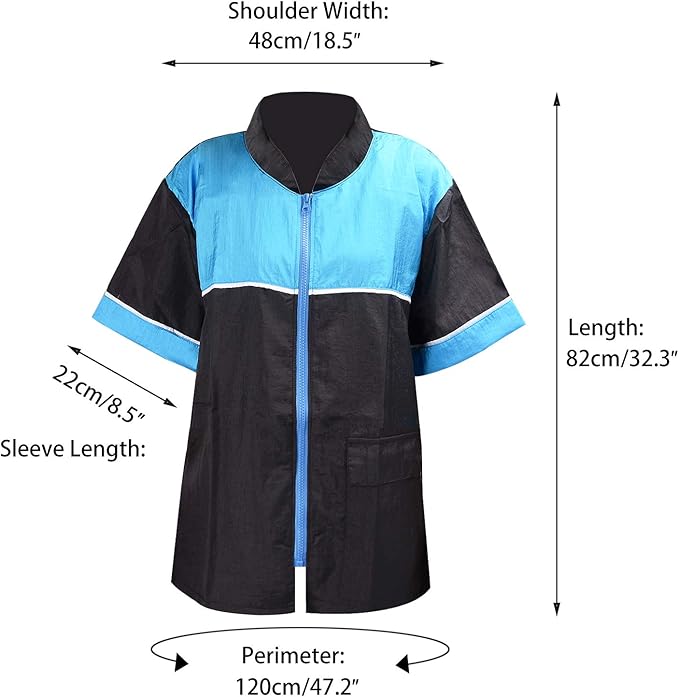 Noverlife Pet Grooming Jacket with Zipper, Large Size, Lightweight Hair Repellent Shirt Style Pet Groomer Smock for Dog Cat Grooming Pet Bath, Hair Salon Barber Hairdresser Work Clothes