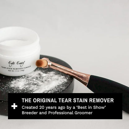 Eye Envy Dog Tear Stain Remover Starter Kit with ProPowder Brush | Stain Solution, Applicator Pads, Stain Powder and Small Applicator Brush | Lasts 30-45 Days