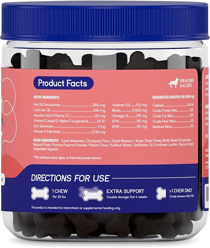 PupGrade Skin & Coat Soft Chew Supplement for Dogs – Supports Healthy Skin, Coat, and Immune Function - Rich in Natural Fish Oil, Omega Fatty Acids, and Vitamins – 60 Soft Chews