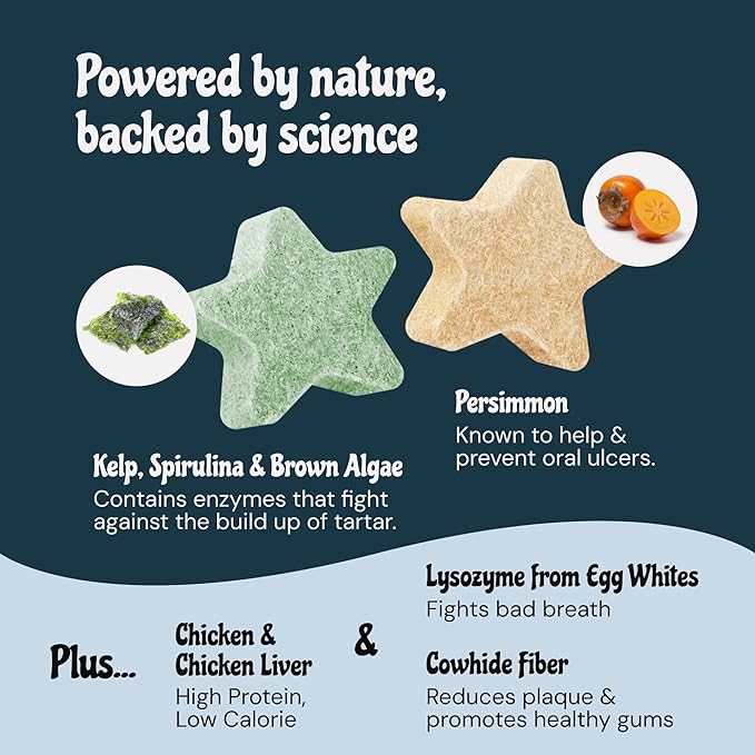 MalsiPree Freeze Dried Dental Chews for Dogs - Clean, Brighten, Freshen Breath & Minimize Tartar - Dog Teeth Cleaning Chews - Anti-Choke - Natural Lysozyme (Chicken Base, 18 pc)