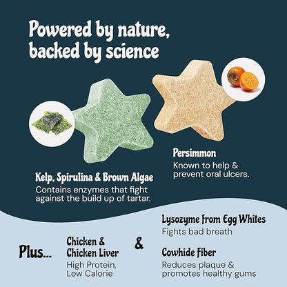 MalsiPree Freeze Dried Dental Chews for Dogs - Clean, Brighten, Freshen Breath & Minimize Tartar - Dog Teeth Cleaning Chews - Anti-Choke - Natural Lysozyme (Chicken Base, 18 pc)