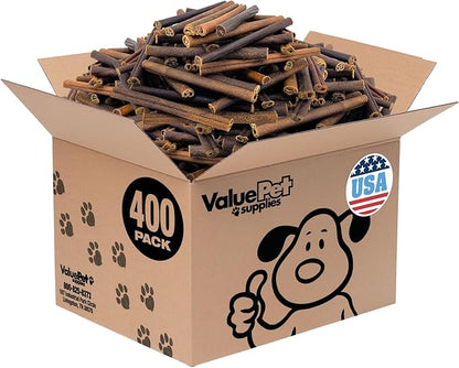 ValueBull USA Collagen Sticks for Dogs, 6 Inch Medium Chews, Natural Long-Lasting Dog Treats, 400 Count Wholesale Pack - Promotes Joint, Skin & Coat Health with Glucosamine and Chondroitin