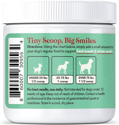 Wild Acre Dental Powder for Dogs - Dog Breath Freshener Dental Powder for Teeth Cleaning Plaque Off, Dental Care for Dogs, Tartar Remover for Teeth - Fresh Breath Probiotics