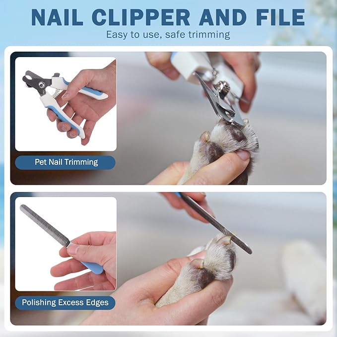 SCENEREAL Dog Paw Care Kit for Repairs Dry Cracked Paws & Nose, No-Rinse Foaming Cleaner & Balm & Nail Clipper File Set, Pet Foot Washer Paw Scrubber Brush for Large Medium Small XL Breed Dogs Cats