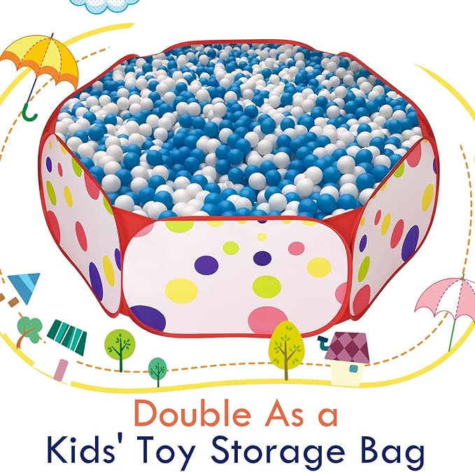 Pawaboo Small Animals Playpen, Waterproof Small Pet Cage Tent with Strong Steel Wire Frame, Portable Outdoor Yard Fence for Chick/Kitten/Puppy/Guinea Pig/Rabbits/Hamster/Chinchillas, Red + Polka Dots