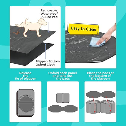 Small Animals Playpen Pop up Small Pet Cage Enclosure Hutch Tent Chick Run Brooder Box Coop Foldable Kennel for Kitten Ferret Puppy Guinea Pig Rabbit Hamster Chinchillas(No Divider, Unified Space)