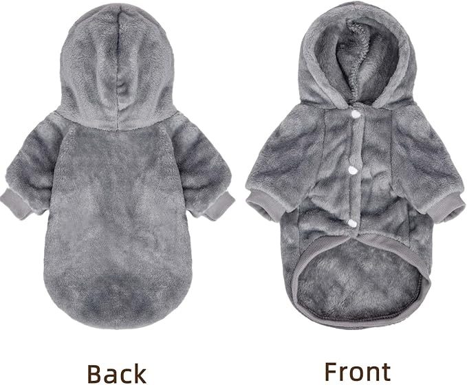 FabriCastle Dog Hoodie Sweater for Small Dogs Boy and Girl, Dog Clothes XS XXS Puppy Sweatshirt, Pet Outfit, Cat Clothing Super Soft Warm Snap On Closure (Light Grey, Small)