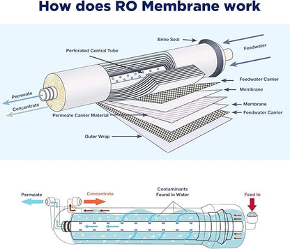 Membrane Solutions 150 GPD RO Membrane with Housing Set, Reverse Osmosis Membrane and 1812/2012 Housing for Maple Syrup DIY and Aquarium Water Systems (4 Pack)