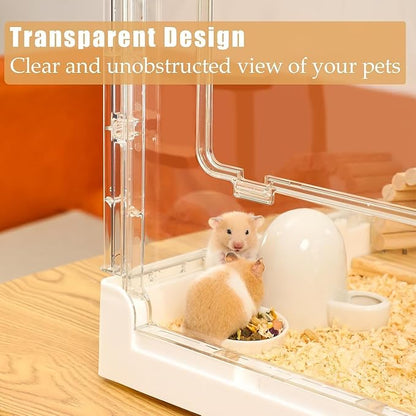 Hamster Cage & Guinea Pig Cages, Acrylic Cage for Small Animal Pets, Large Transparent Gerbil Cage and Habitats, Hedgehog, Dwarf Hamster, Rat, Mouse, Ferret, Bunny, Quail, Extendable, Stackable