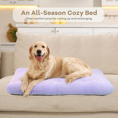 Mora Pets Cat Bed Comfy Puppy Crate Beds Plush Cat Sleeping Mat Washable Pets Mattress Anti-Slip Kitten Bed Soft Kennel Pad for Small Dogs Cats Breeds, 23" x 18", Lilac