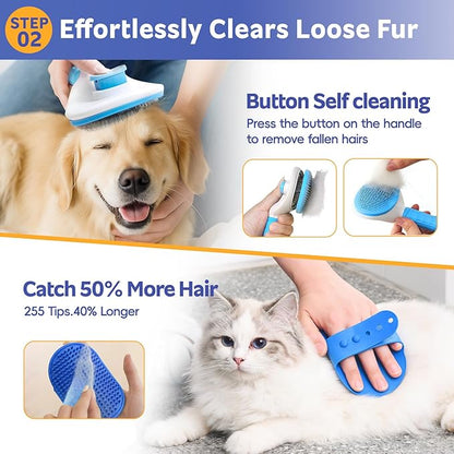 Dog Brush for Shedding 13pcs Bath Grooming Kit with Pet Nail Clipper and File - Dog Bath Brush Cat Grooming Supplies, Dematting Comb Bath Brush Shampoo Scrubber for Dogs and Cats