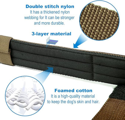 TSPRO Tactical Dog Collar, Adjustable, with Patch & Double Needle Metal Buckle, Heavy Duty for Large to Extra Large Dogs, Durable for Walking, Running, Hiking & Training (Khaki L-XL)