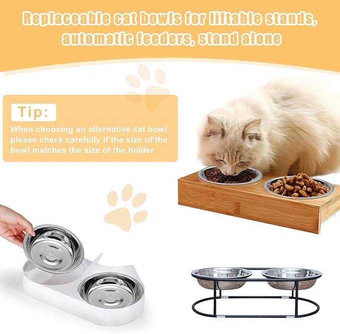 2 PCS Stainless Steel Cat Bowl - Shallow Wide Flat Cats Food Bowls,Metal Kitten Dishes Whisker Friendly Fatigue Relief,Replacement Basic Kitty Plates for Elevated Stand,Dishwasher Safe…