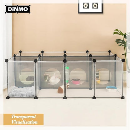 DINMO Rabbit Playpen, Guinea Pig Cages, Hamster Cages, Interesting Game Holes Design for Small Animal, Bunny, Ferret, Hedgehog, DIY, Expanded, Portable, Exercise Fence, 61.4 x 25.4 x 16.4 inches