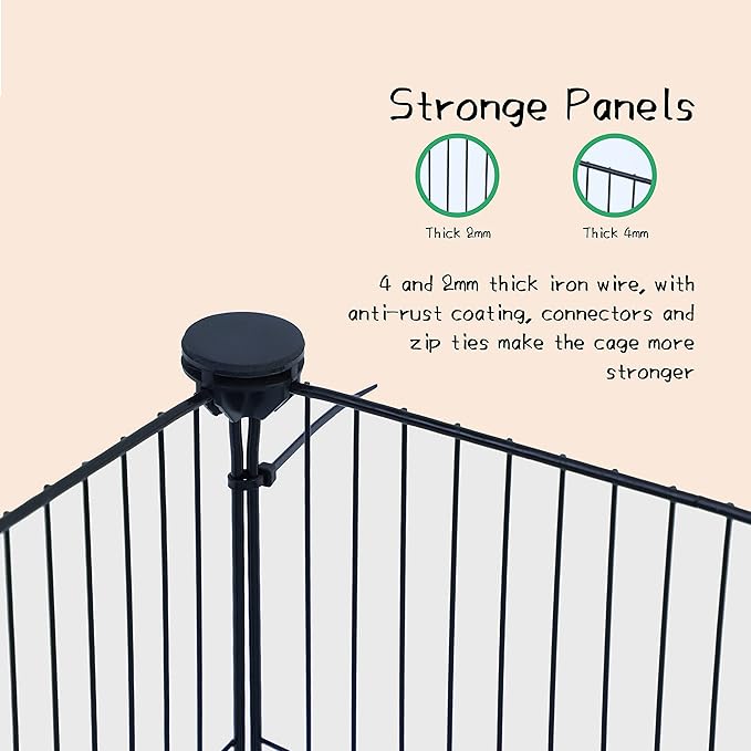 CHEGRON Guinea Pig Cages 8 Sq Ft Expandable C&C Cage Habitats for 2 Small Animal Pet Playpen Metal Grids Indoor Rabbit Fence Hedgehog Cage with PVC Bottom, 48 x 24 x 15.7 inch, 12 Panels