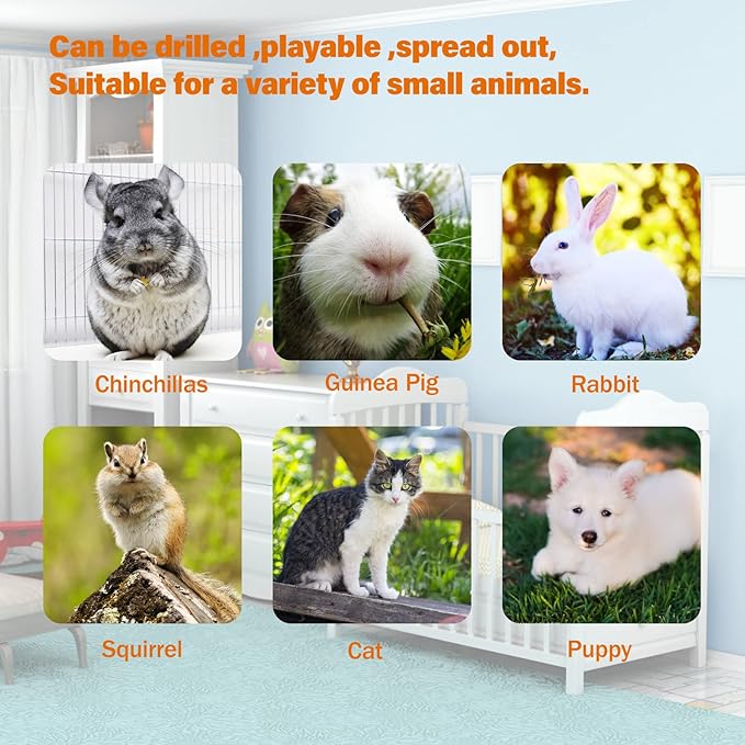 BWOGUE Bunny Tunnel Bed, 2-in-1 Collapsible Tunnel Tubes Toys with Removable Mat Hideout for Cats Kittens Rabbits Guinea Pigs Kitty