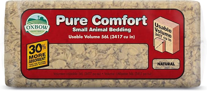 Oxbow Animal Health Pure Comfort Bedding, Rabbit, Hamster, & Guinea Pig Bedding, Bunny Supplies for Litter Box, Pet Safe, 99.9% Dust Free, Natural, 56 Liter Bag