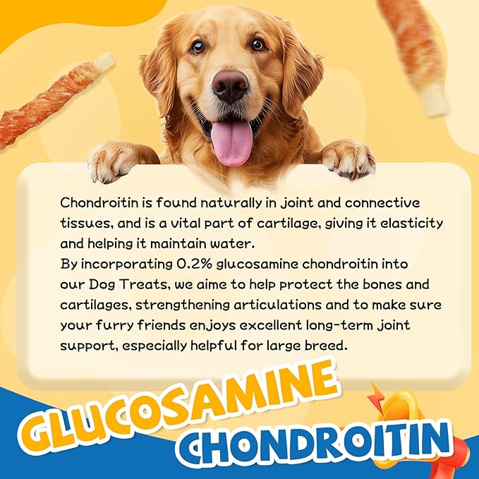 Gazeupon Rawhide Free Dog Treats, Chicken Wrapped Cod Sticks, Healthy Training Treats, Soft Chewy Snacks for Small Dogs w/Glucosamine Chondroitin, Low Fat