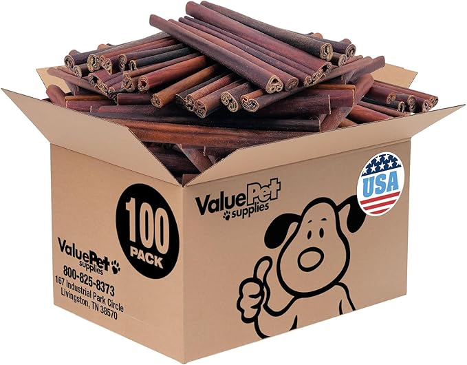 ValueBull USA Collagen Sticks for Dogs, 12 Inch Jumbo Chews, Natural Long-Lasting Dog Treats, 100 Count Bulk Pack - Promotes Joint, Skin & Coat Health with Glucosamine and Chondroitin