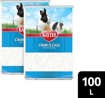 Kaytee Clean & Cozy White Paper Bedding, Made for Small Animals, 100 Liters, Pack of 2