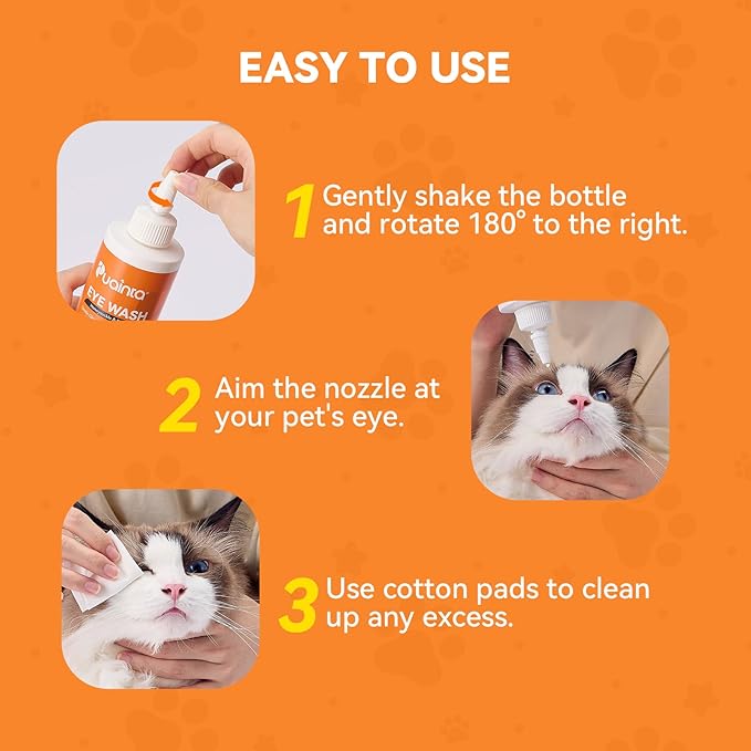 Dog Eye Drops, Eye Infection Treatment, Eye Drops for Dogs & Cats, Soothe Irritation Pink, Dry Eyes, Itchy Eye Wash Tear Stains, Debris Cleaner, Natural Daily Eye Care, Safe for Pets-8oz