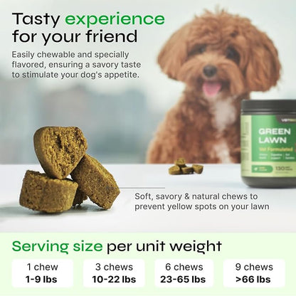 Dog Urine Neutralizer for Lawn - Grass Burn Spot Chews for Dogs - Dog Pee Grass Spot Saver - Green Lawn Treats with Enzymes - Digestive and Gut Health Support Chews - Canine UTI Support Supplement