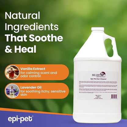 Dog & Cat Ear Cleaner Solution with Aloe Vera & Tea Tree Oil – Removes Itchy Ear Wax, Debris, Odor – Ears Wash, Drops & Flush for Pets, Dog Ears Cleaning, Cat Cleaner, 2 Gallons