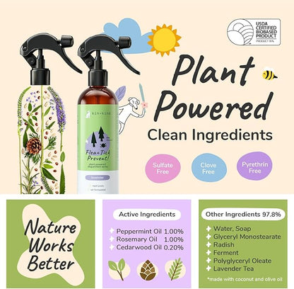 kin+kind | Plant-Based Flea and Tick Spray for Dogs (12 fl oz) | Lavender