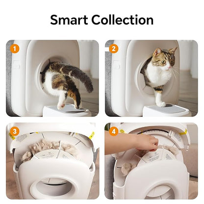 automatic cats self groomer - 360° Surround Skin Friendly cat grooming supplies,Cat Brushes with biomimetic cat tongue brush Include And Smart feeder For Long, or Short Haired [White]