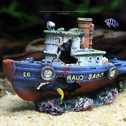SLOCME Aquarium Large Shipwreck Decorations - Fish Tank Lifelike Ship Decor，Resin Material Large Pirate Ship Decor