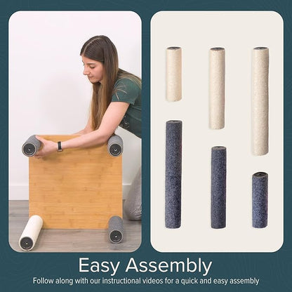 Ascentials - Grand Suite Cat Scratcher Playground - Tall Cat Tower Playground Structure, Sisal Scratching Areas, Grey Felt, Bamboo Veneer w/Linen & Velvet Surface Areas