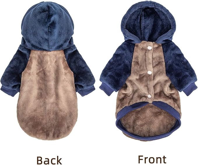 FabriCastle Dog Hoodie Sweater for Small Dogs Boy and Girl, Dog Clothes S XS XXS Puppy Sweatshirt, Pet Outfit, Cat Clothing Super Soft Warm Snap On Closure (Khaki-Navy, XX-Small)
