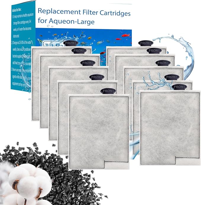 10 Pack Replacement Filter Cartridges Large for Aqueon,Large Filter Compatible with Aqueon QuietFlow Power LED PRO & Power Filter&E Internal Size 40 Canister