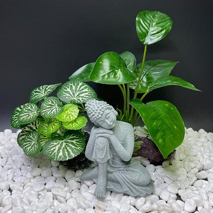 Smoothedo-Pets Fish Tank Decorations Aquarium Decoration 4inch Ornaments Accessories Betta Fish Rest Leaf Buddha (Type-B-Set-Buddha)