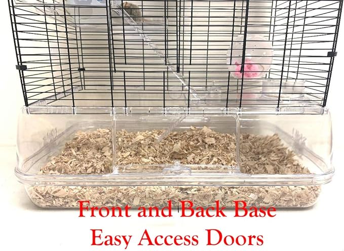 Large 3-Floor Clear Transparent Cage with 8-Inch Deep Clear See Through Base for Hamster Guinea Pig Habitat Rodent Gerbil Rat Mice Mouse