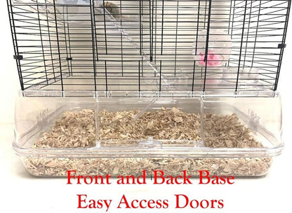 Large 3-Floor Clear Transparent Cage with 8-Inch Deep Clear See Through Base for Hamster Guinea Pig Habitat Rodent Gerbil Rat Mice Mouse