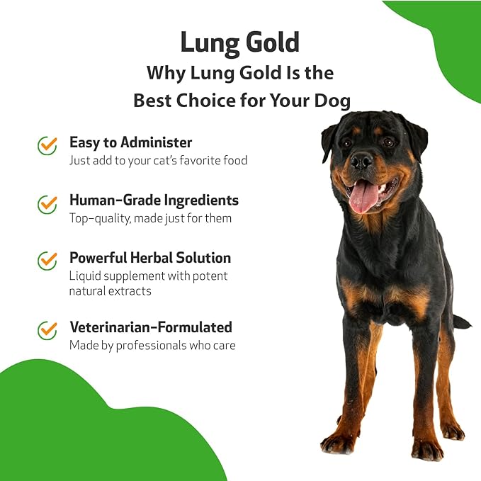 Pet Wellbeing Lung Gold for Dogs & Cats - Vet-Formulated - Lung & Respiratory Immune Support, Open Airways, Easy Breathing - Natural Herbal Supplement 4 oz (18 ml) (2 fl oz (59 ml))