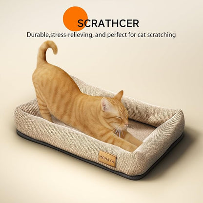 Jute Pet Bed-L, 2-in-1 Small Dog Bed & Scratch Pad – Breathable Jute & Cotton Dual-Layer Design, Eco-Friendly Lounger with Cooling Comfort for Summer – Washable, Durable, Non-Slip Base