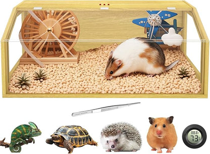 Large Hamster Cage, Chewproof Large Hamster Habitats, Wooden Guinea Pig Cages, Openable Top Roof, Lockable Gerbil Cage, Small Animal Cage for Dwarf, Syrian, 40" L x 16" W x 16" H