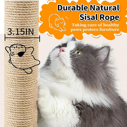 Large Cat Tree for Multiple Cats, Handmade with Natural Materials, Thick Scratching Posts, Stable & Sturdy Wooden Cat Scratcher, Stylish Nordic Design for Climbing & Play