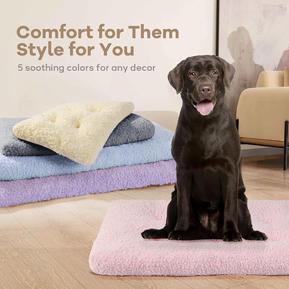 Mora Pets Cat Bed Comfy Puppy Crate Beds Plush Cat Sleeping Mat Washable Pets Mattress Anti-Slip Kitten Bed Soft Kennel Pad for Small Dogs Cats Breeds, 23" x 18", Pink