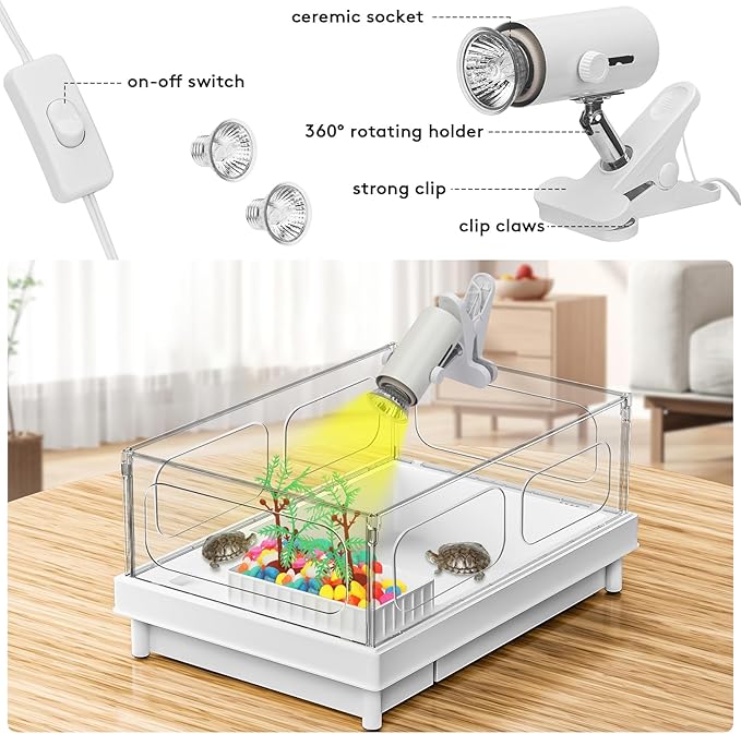 Geegoods Turtle Tank Kit - Starter Aquarium with Light, Filter, Colored Rocks, Brush, Plant for Turtles, Crabs, Crayfish, Small Reptiles